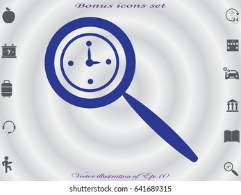 magnifier, clock, icon, vector illustration eps10