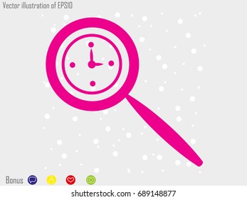 magnifier, clock, icon, vector illustration eps10