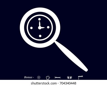 magnifier, clock icon, vector illustration eps10