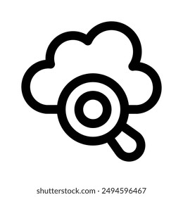 Magnifier with cloud, cloud search icon design, cloud finding vector