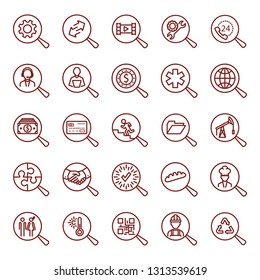 magnifier collection. minimal thin line web icon set. simple vector illustration outline. concept for infographic, website or app.