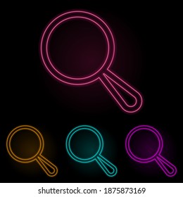 magnifier color neon set. Simple thin line, outline vector of web icons for ui and ux, website or mobile application