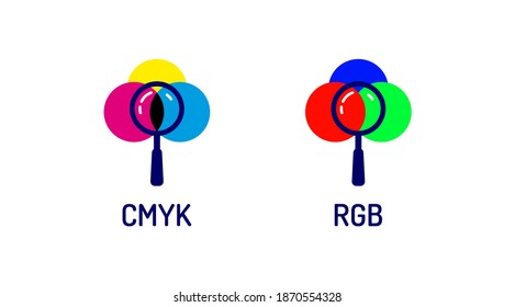 magnifier color vector logo. CMYK, RGB color tree logo