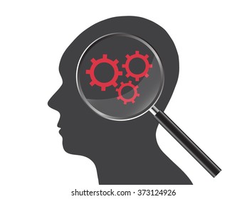 Magnifier Concept with Human Brain, Vector Illustration EPS 10.