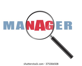 Magnifier Concept Manager Word Vector Illustration Stock Vector ...
