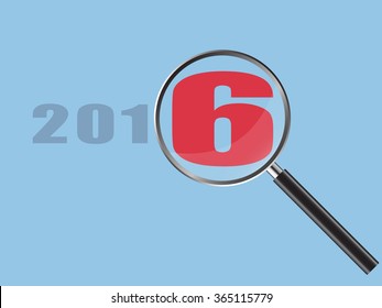 Magnifier Concept with New Year 2016 word, Vector Illustration EPS 10.