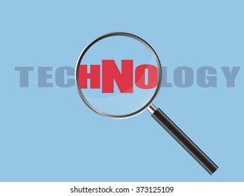 Magnifier Concept with Technology word, Vector Illustration EPS 10.