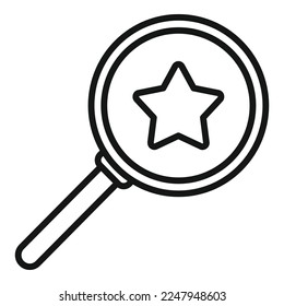 Das Symbol für die Glaubwürdigkeit des Magnifizierers umreißt die Vektorgrafik. Vertrauen des Kunden. Online-Qualität