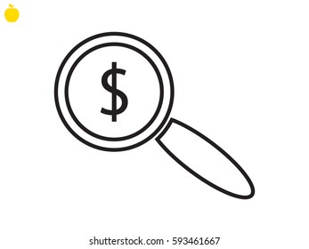 magnifier, currency icon, vector illustration eps10