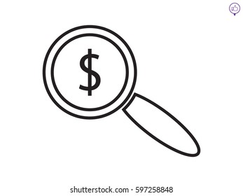 magnifier, currency, virus, icon, vector illustration eps10