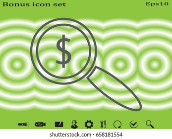 magnifier, currency, virus, icon, vector illustration eps10