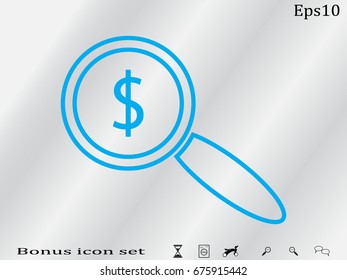 magnifier, currency, virus, icon, vector illustration eps10