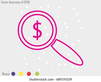 magnifier, currency, virus, icon, vector illustration eps10