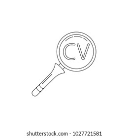 magnifier and CV icon. Element of head hunting icon. Premium quality graphic design. Signs, outline symbols collection icon for websites, web design, mobile app