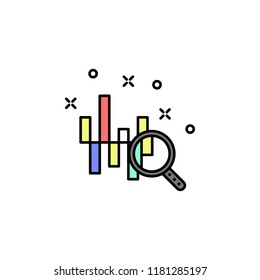 magnifier and diagram colored icon. Element of colored business chart icon for mobile concept and web apps. Colored magnifier and diagram icon can be used for web and mobile on white background