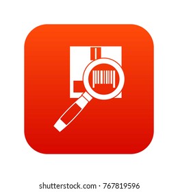 Magnifier and diskette icon digital red for any design isolated on white vector illustration