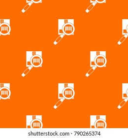Magnifier and diskette pattern repeat seamless in orange color for any design. Vector geometric illustration