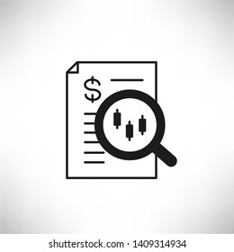 magnifier and document for balance sheet analysis concept