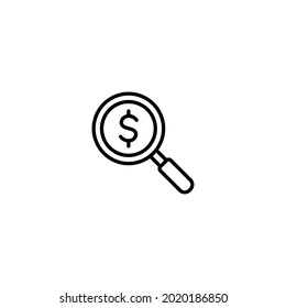 Magnifier with dolar icon, search dollar icon for web site Computer and mobile app