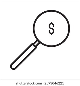 Magnifier with dolar icon, search dollar icon for web site Computer and mobile app