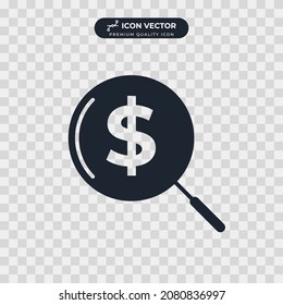 Magnifier with dolar icon symbol template for graphic and web design collection logo vector illustration