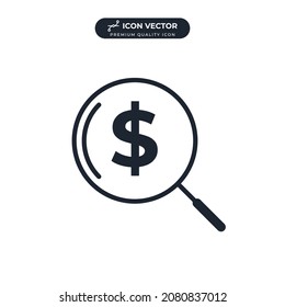 Magnifier with dolar icon symbol template for graphic and web design collection logo vector illustration