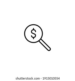 Magnifier with dolar symbol icon vector for computer, web and mobile app 