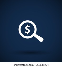Magnifier with dollar sign money, business sign symbol wealth illustration 