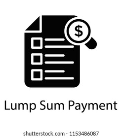 
A Magnifier With The Dollar Symbol Over A Feedback Chart, Lump Sum Payment Icon  
