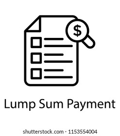 
A Magnifier With The Dollar Symbol Over A Feedback Chart, Lump Sum Payment Icon  
