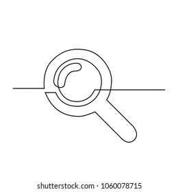 Magnifier drawn by one line. Single line drawing. Continuous line. Vector Eps10