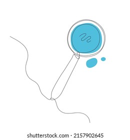 Magnifier drawn by one line. Single line drawing. Continuous line Vector illustration