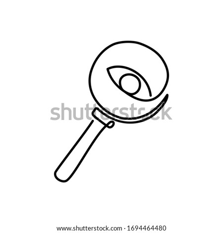 Magnifier drawn by one line. Single line drawing. Continuous line. Vector Eps10