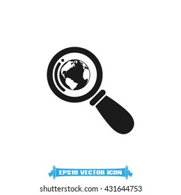 Magnifier Earth icon vector illustration eps10.