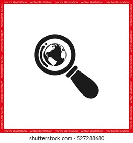 Magnifier Earth icon vector illustration eps10.
