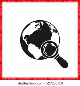 Magnifier Earth icon vector illustration eps10.