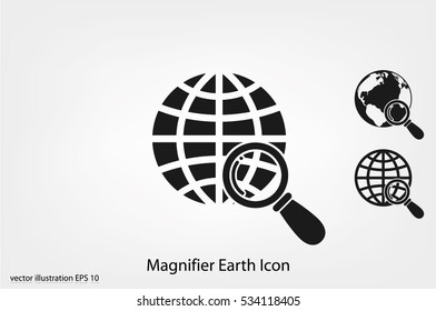 Magnifier Earth icon vector illustration eps10.