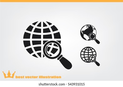 Magnifier Earth icon vector illustration.