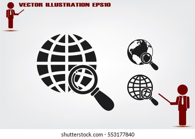 Magnifier Earth icon vector illustration eps10