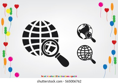 Magnifier Earth icon vector illustration.