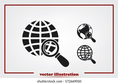 Magnifier Earth icon vector illustration.