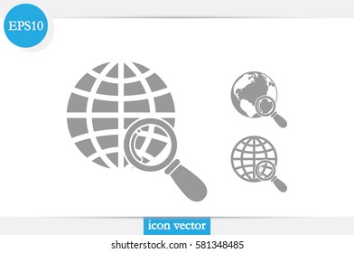 Magnifier Earth icon vector illustration.