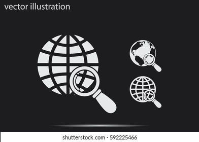 Magnifier Earth icon vector illustration.