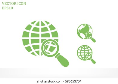 Magnifier Earth icon vector illustration.