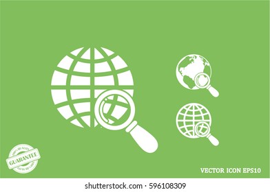 Magnifier Earth icon vector illustration eps10