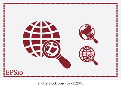 Magnifier Earth icon vector illustration eps10