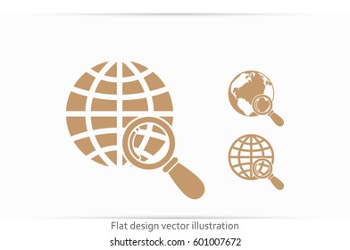 Magnifier Earth icon vector illustration eps10