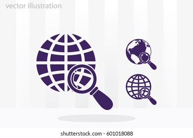 Magnifier Earth icon vector illustration eps10