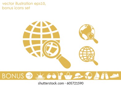 Magnifier Earth icon vector illustration eps10