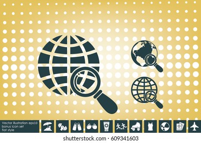 Magnifier Earth icon vector illustration eps10